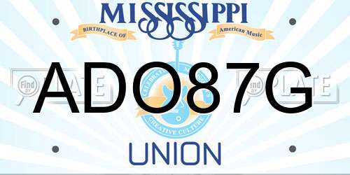 ADO87G Mississippi License Plate