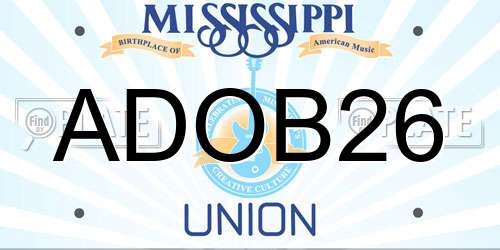 ADOB26 Mississippi License Plate