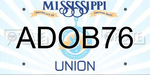 ADOB76 Mississippi License Plate