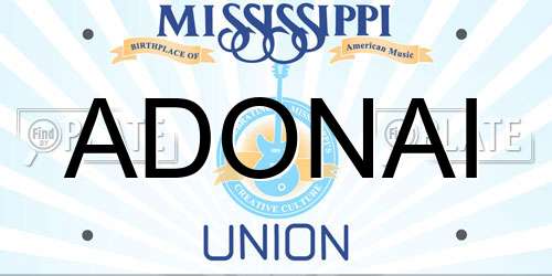 ADONAI Mississippi License Plate