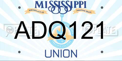 ADQ121 Mississippi License Plate
