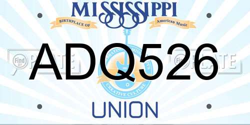 ADQ526 Mississippi License Plate