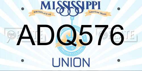 ADQ576 Mississippi License Plate