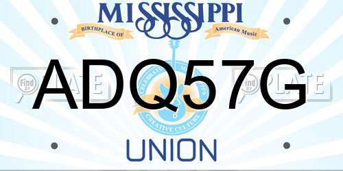 ADQ57G Mississippi License Plate