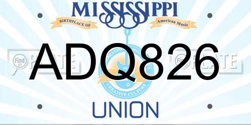 ADQ826 Mississippi License Plate