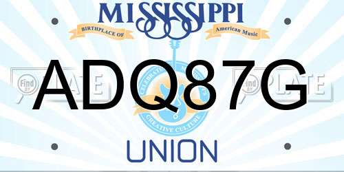 ADQ87G Mississippi License Plate