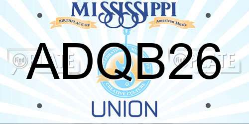 ADQB26 Mississippi License Plate