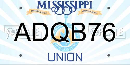 ADQB76 Mississippi License Plate
