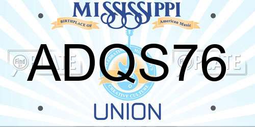 ADQS76 Mississippi License Plate