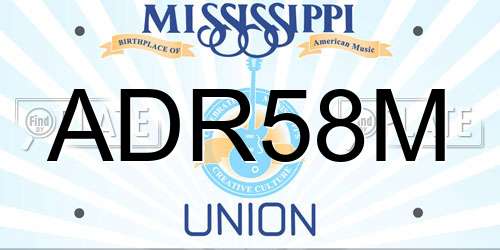 ADR58M Mississippi License Plate