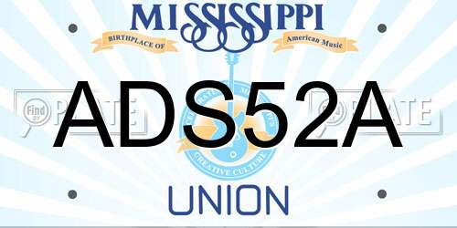 ADS52A Mississippi License Plate