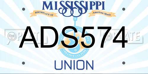 ADS574 Mississippi License Plate