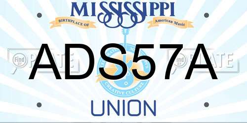 ADS57A Mississippi License Plate