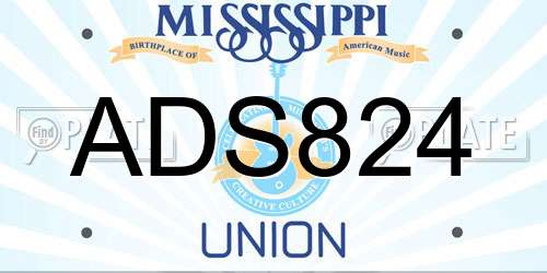 ADS824 Mississippi License Plate