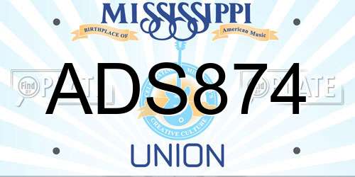 ADS874 Mississippi License Plate