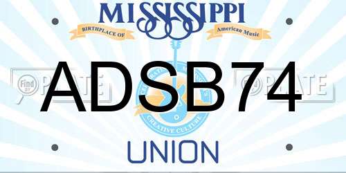 ADSB74 Mississippi License Plate