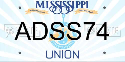ADSS74 Mississippi License Plate