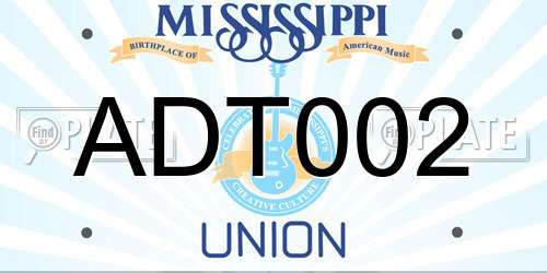 ADT002 Mississippi License Plate