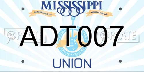 ADT007 Mississippi License Plate
