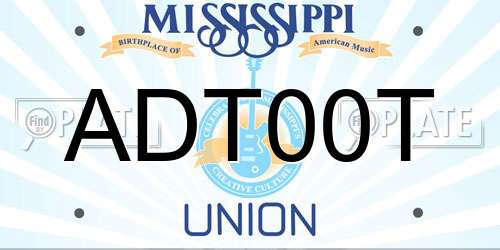 ADT00T Mississippi License Plate