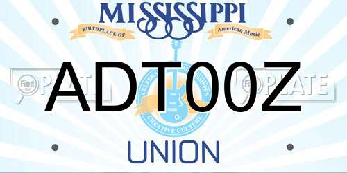 ADT00Z Mississippi License Plate