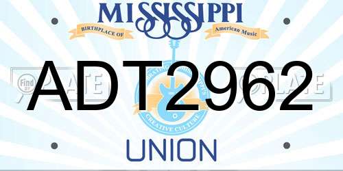 ADT2962 Mississippi License Plate