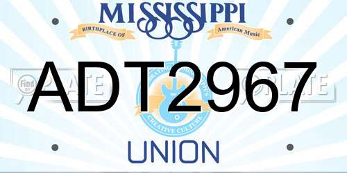 ADT2967 Mississippi License Plate