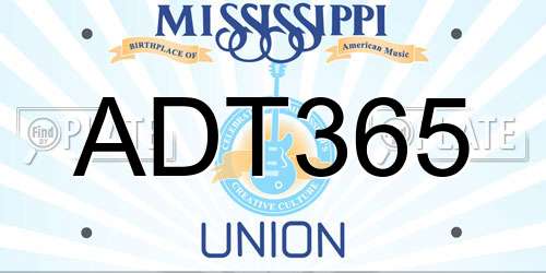 ADT365 Mississippi License Plate