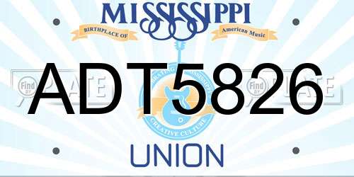 ADT5826 Mississippi License Plate
