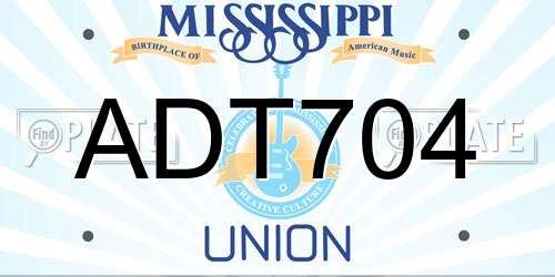 ADT704 Mississippi License Plate