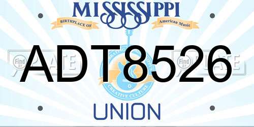 ADT8526 Mississippi License Plate