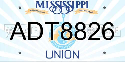 ADT8826 Mississippi License Plate