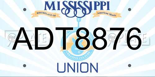 ADT8876 Mississippi License Plate