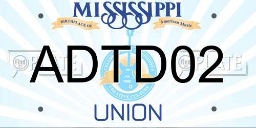 ADTD02 Mississippi License Plate