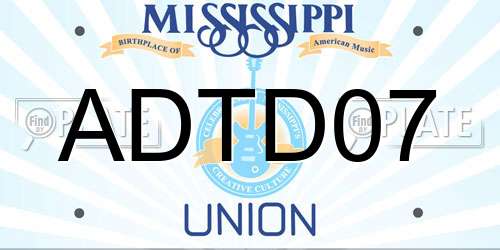 ADTD07 Mississippi License Plate