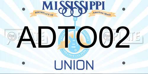 ADTO02 Mississippi License Plate