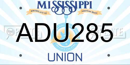 ADU285 Mississippi License Plate