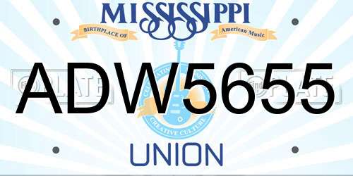 ADW5655 Mississippi License Plate