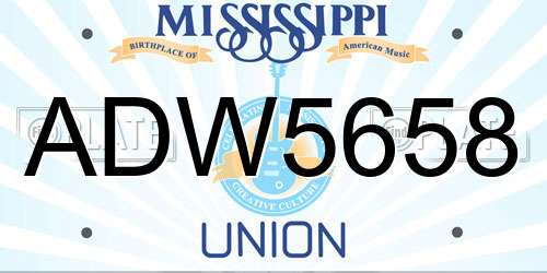 ADW5658 Mississippi License Plate