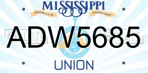 ADW5685 Mississippi License Plate