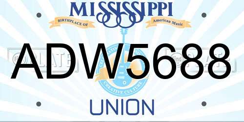 ADW5688 Mississippi License Plate