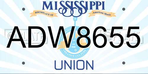 ADW8655 Mississippi License Plate