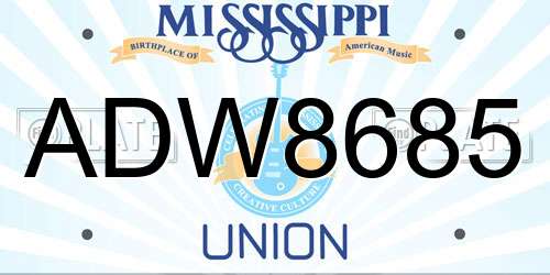 ADW8685 Mississippi License Plate