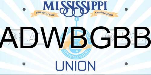 ADWBGBB Mississippi License Plate