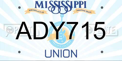 ADY715 Mississippi License Plate