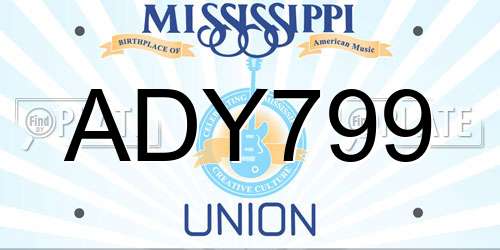 ADY799 Mississippi License Plate