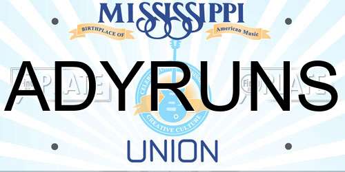 ADYRUNS Mississippi License Plate