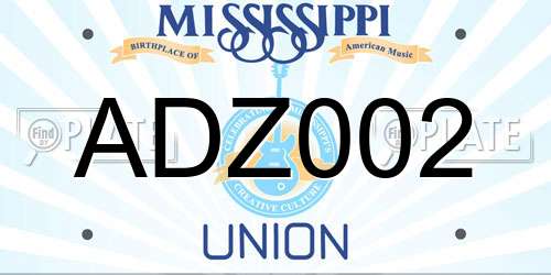 ADZ002 Mississippi License Plate