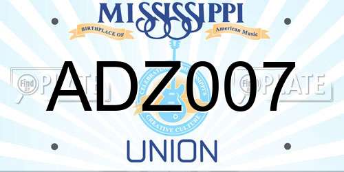 ADZ007 Mississippi License Plate