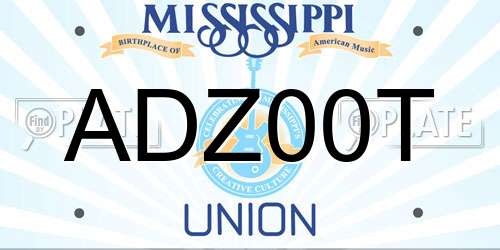 ADZ00T Mississippi License Plate